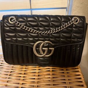 Gucci Black GG Marmont Quilted Shoulder Bag